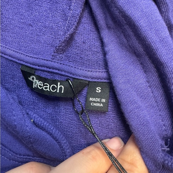 💜‎ Love Peach Milos Deep Violet Hoodie Bamboo Blend NWT Small 💜 - Picture 5 of 5